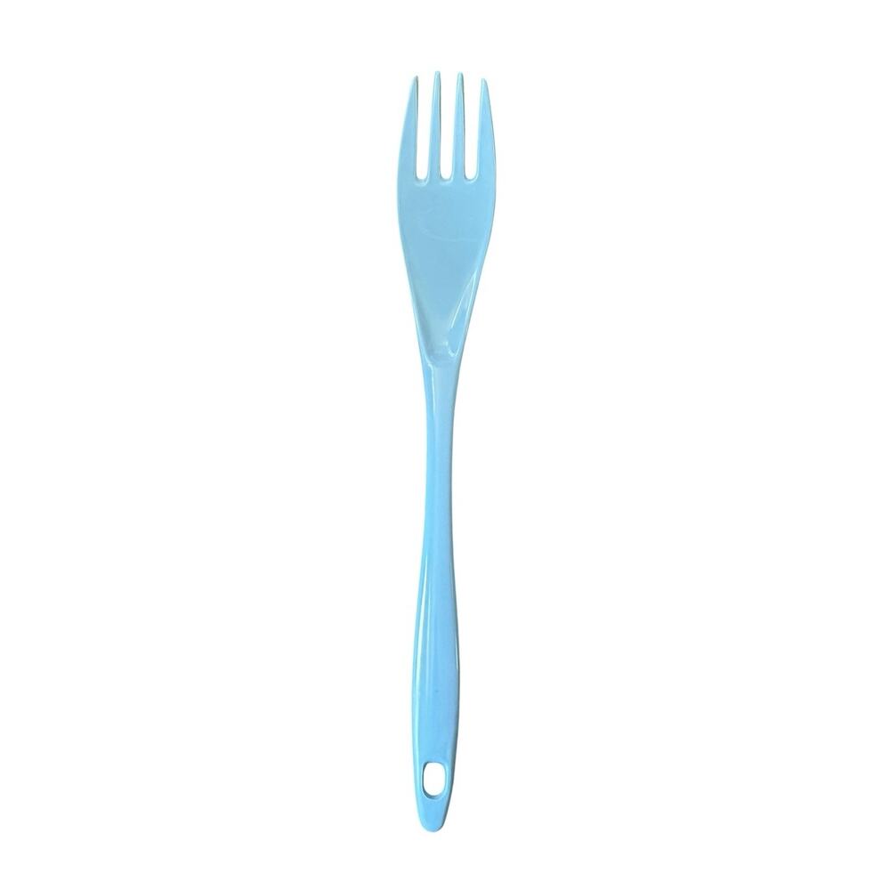 Vintage Melamine Serving Fork Blue Taiwan 074 Salad Pasta Utensil Retro Kitchen